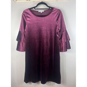 Green Envelope Dress Stretch Bell Sleeves Scoop Neck Medium